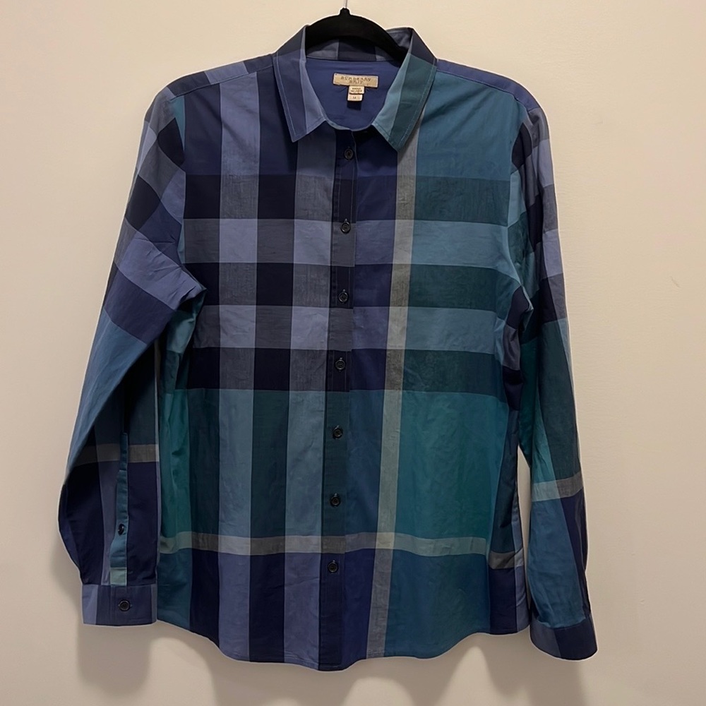 Vibrant purple and turquoise Burberry Brit button down